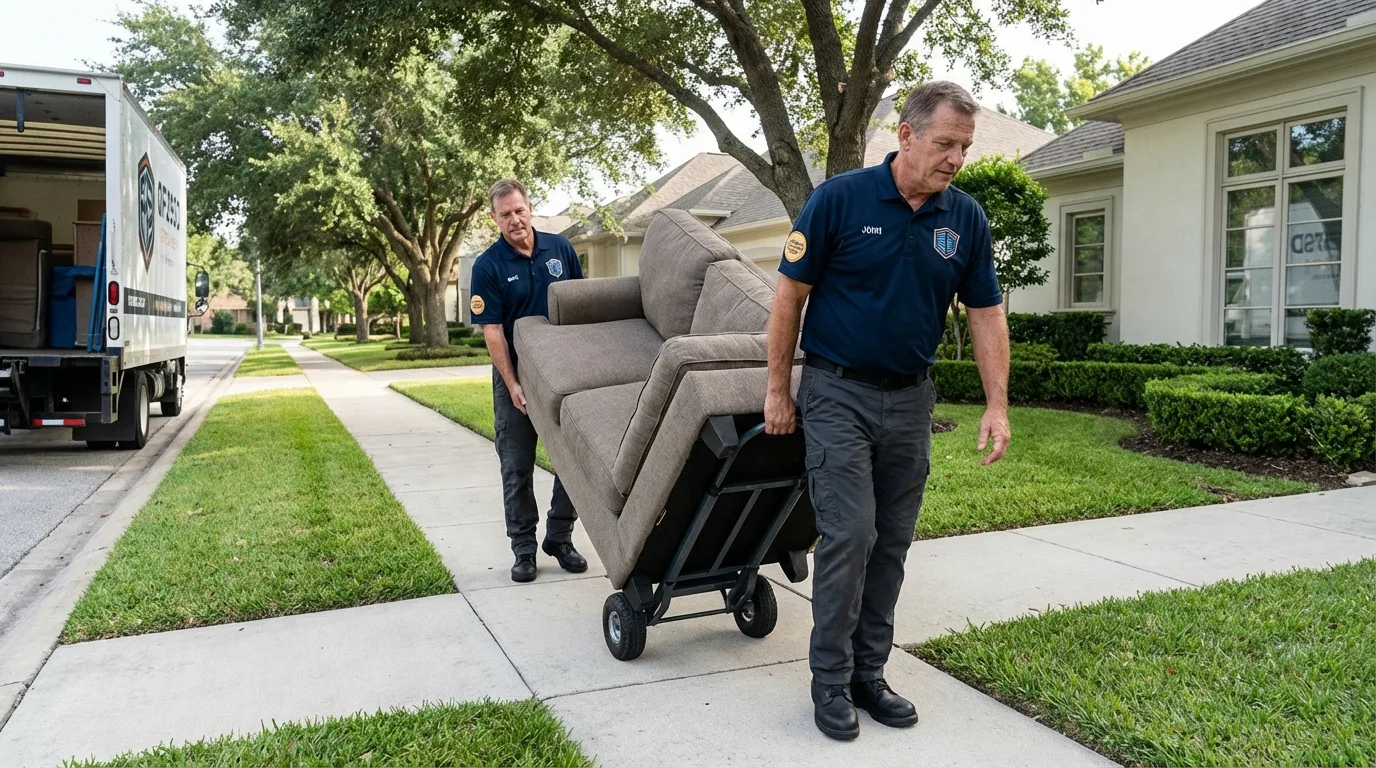 Local residential moving crew loading furniture in Crosbyton, TX